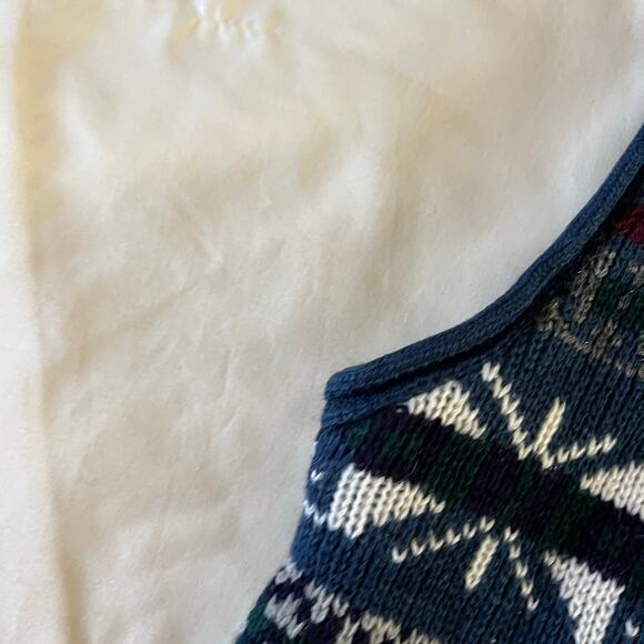 Vtg Y2K 2000s Blue Nordic Print  Sweater Vest Men's S Holiday Winter Eclectic - Picture 2 of 7